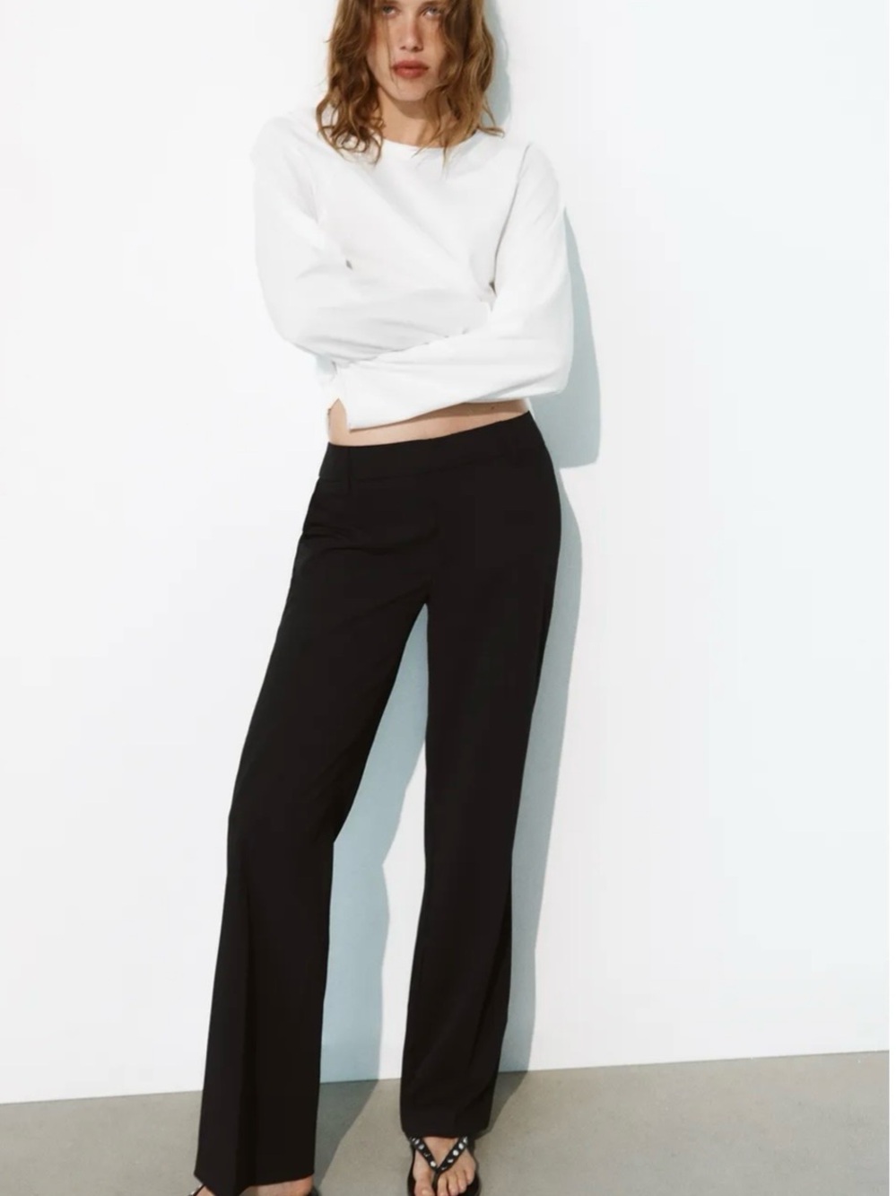 Zara Low Rise Black Straight-Leg Dress Pants size M